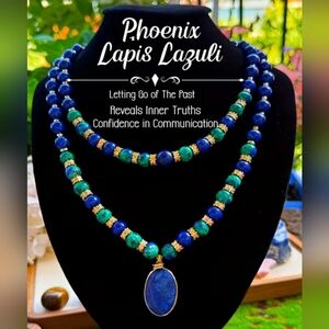 Phoenix Lapis Lazuli Blue and Green Necklace Set